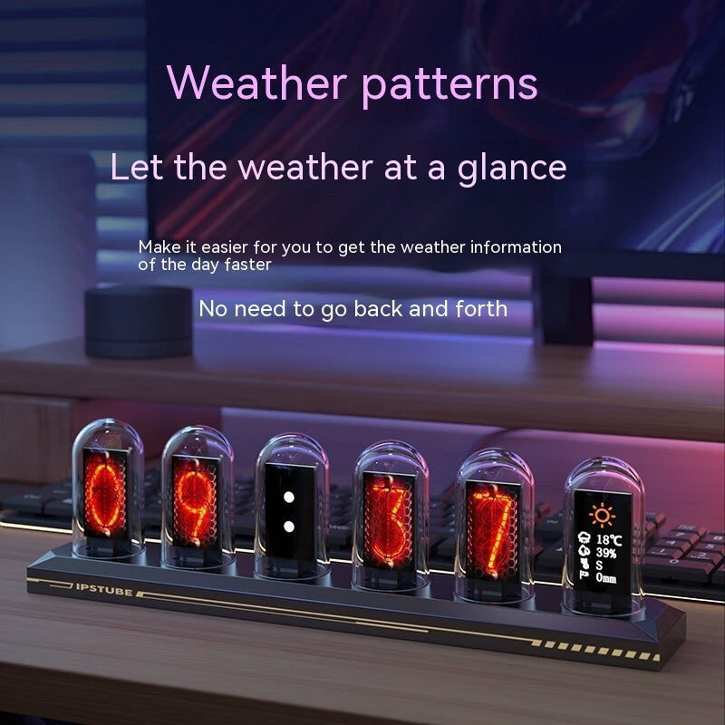 Magic Flavor Premium RGB Aluminum Alloy Simulation Nixie Tube Clock IPS Computer Desktop Decoration Destiny Stone Door Punk